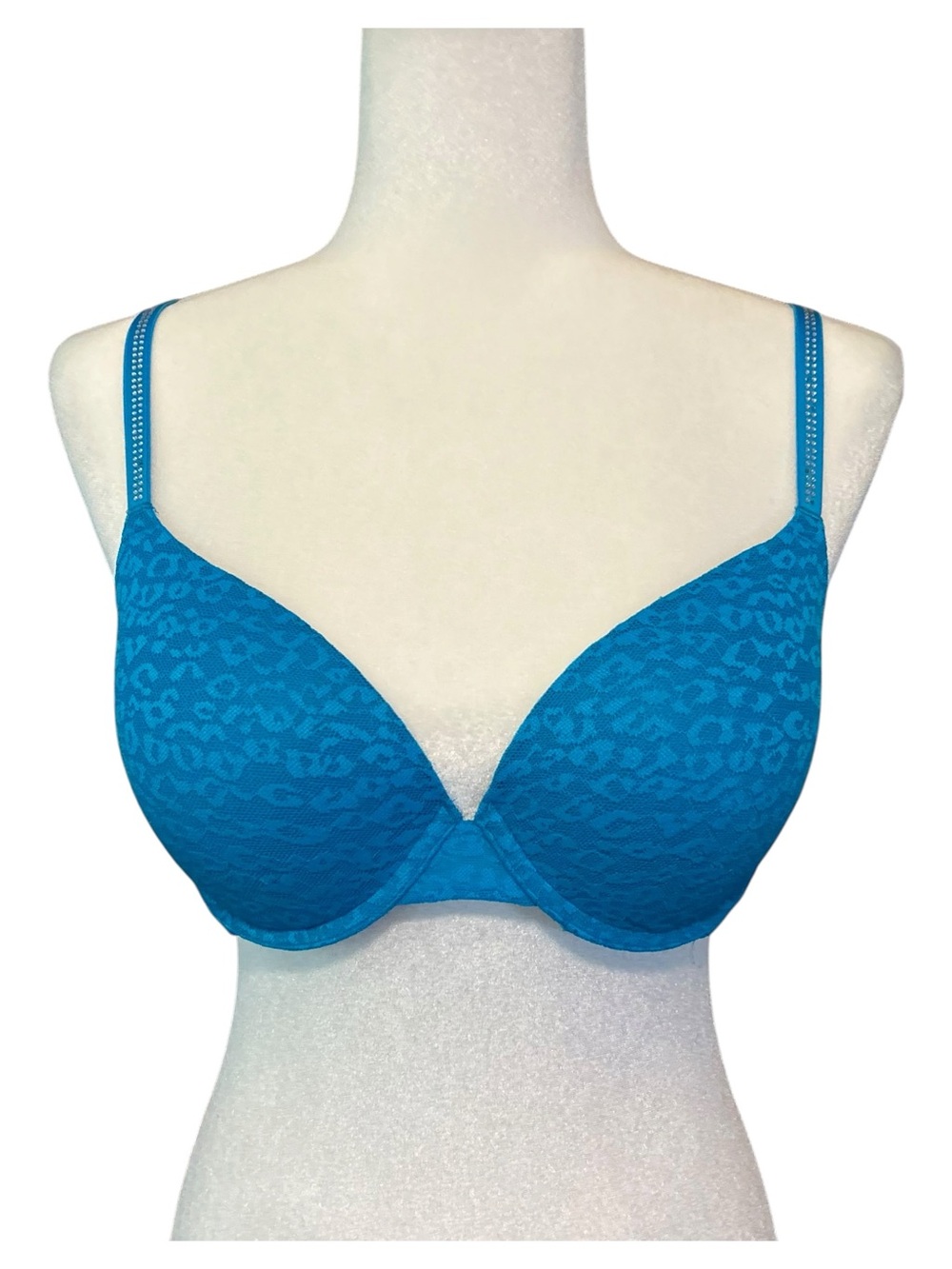Victoria’s Secret PINK Wear Everywhere Push Up Bra SZ 34D in Blue Leopard